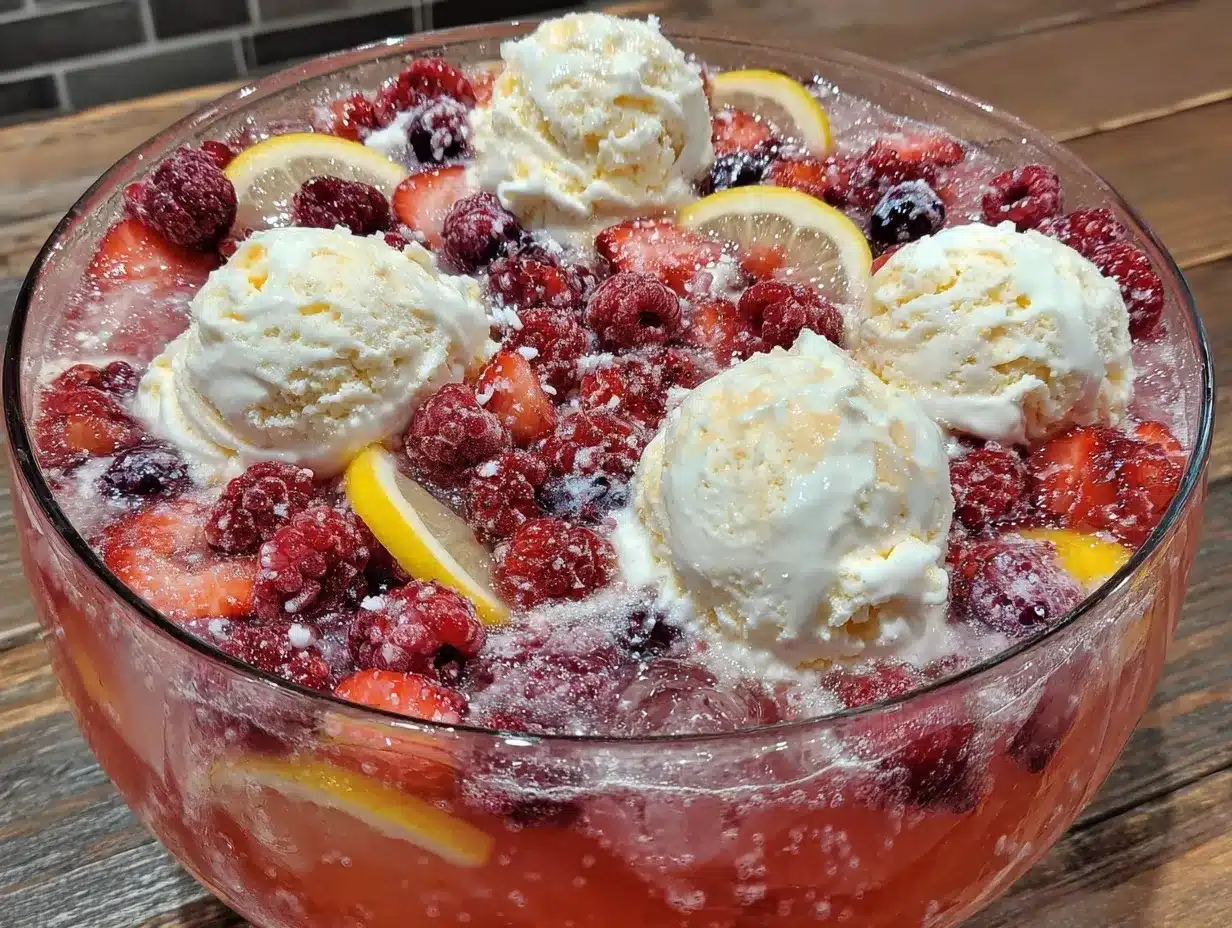 berry lemonade punch bowl preparation steps