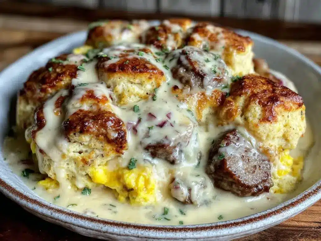 biscuit and gravy casserole - featured image