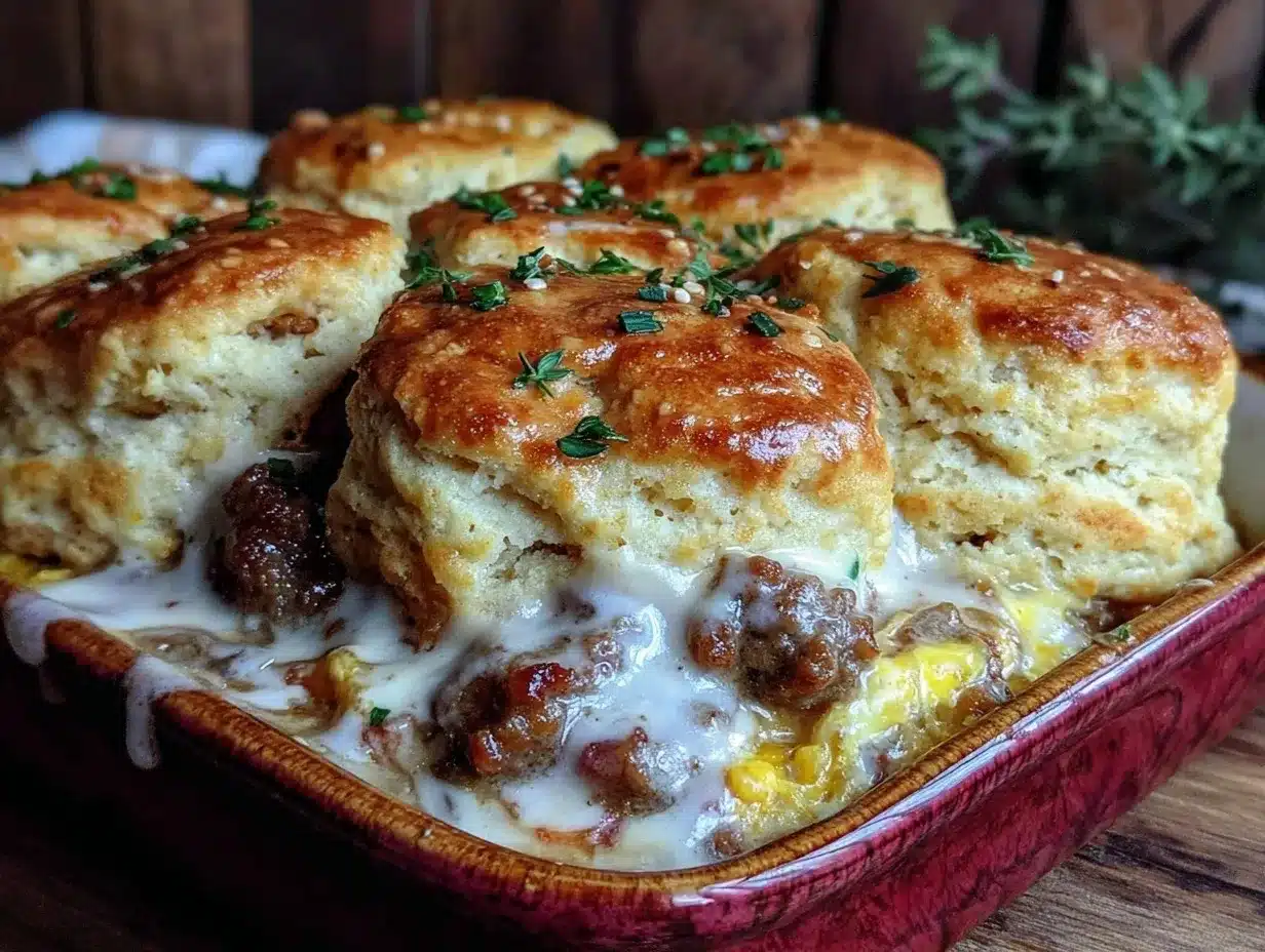 biscuit and gravy casserole preparation steps