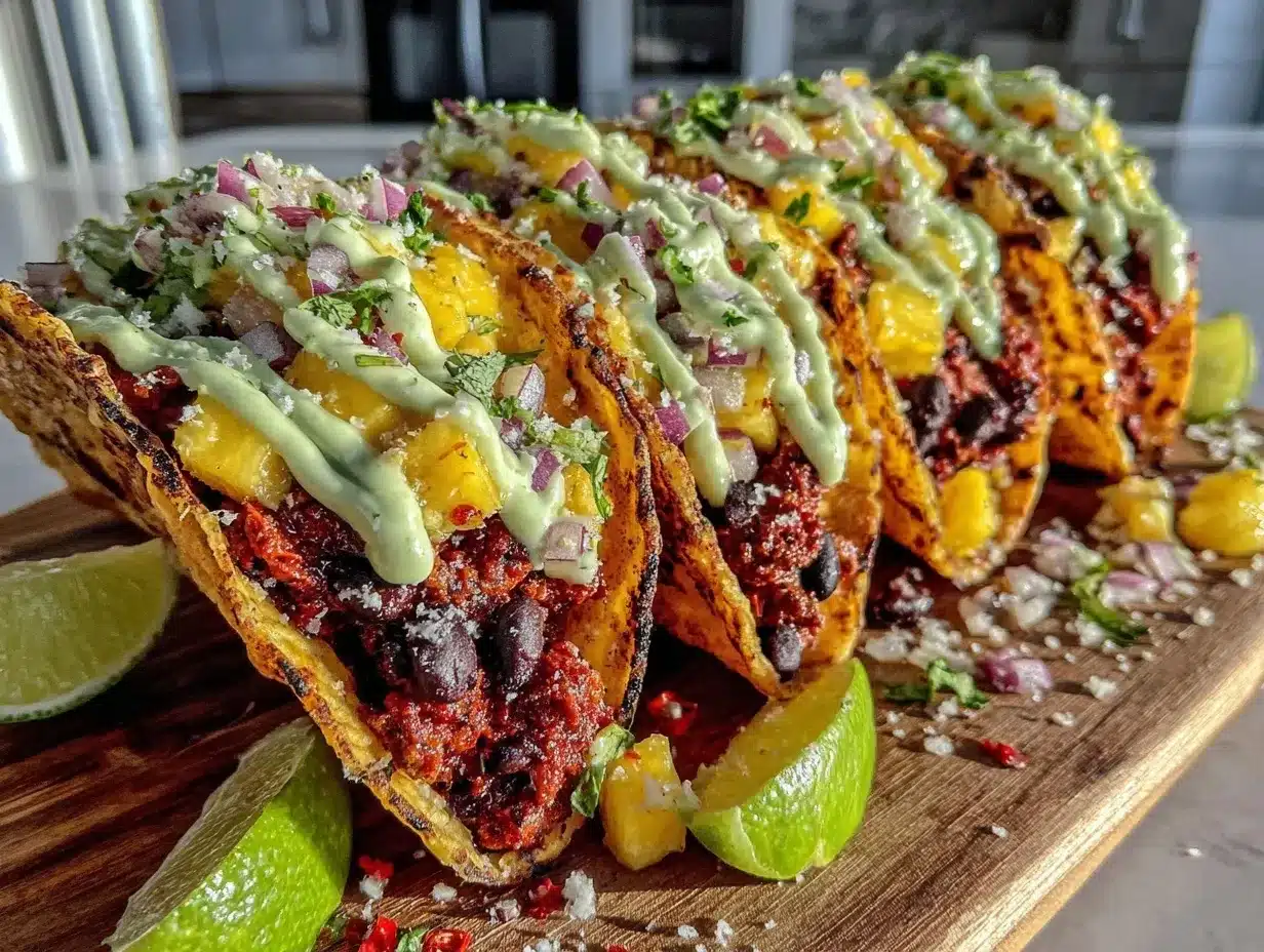 black bean and mango street tacos preparation steps