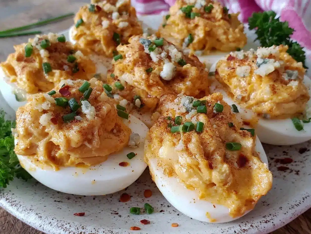 buffalo chicken deviled eggs preparation steps