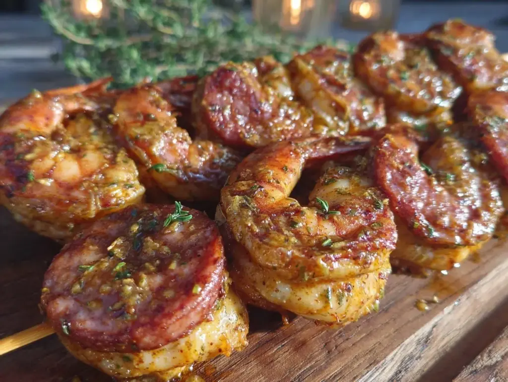 cajun shrimp and sausage skewers - featured image
