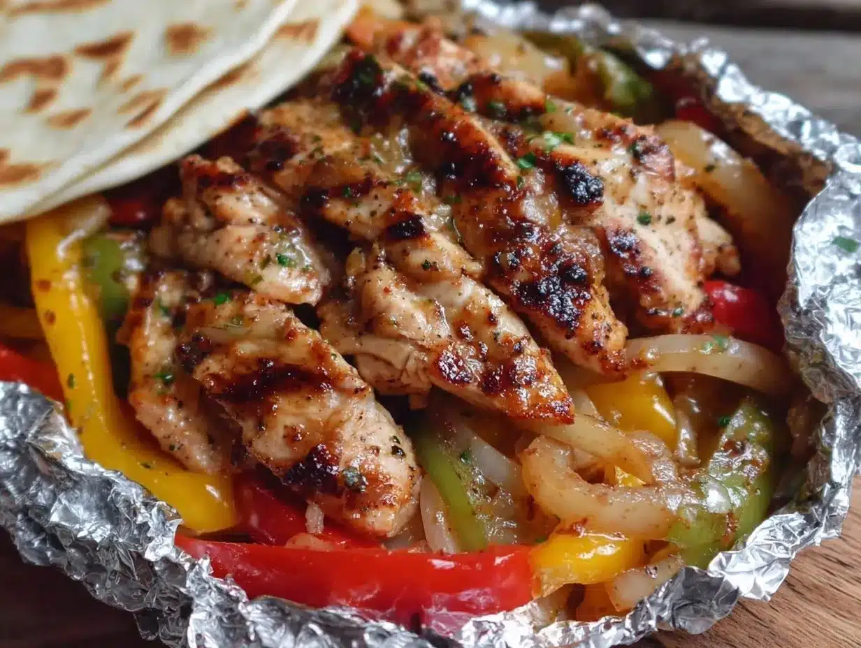campfire foil packet fajitas preparation steps