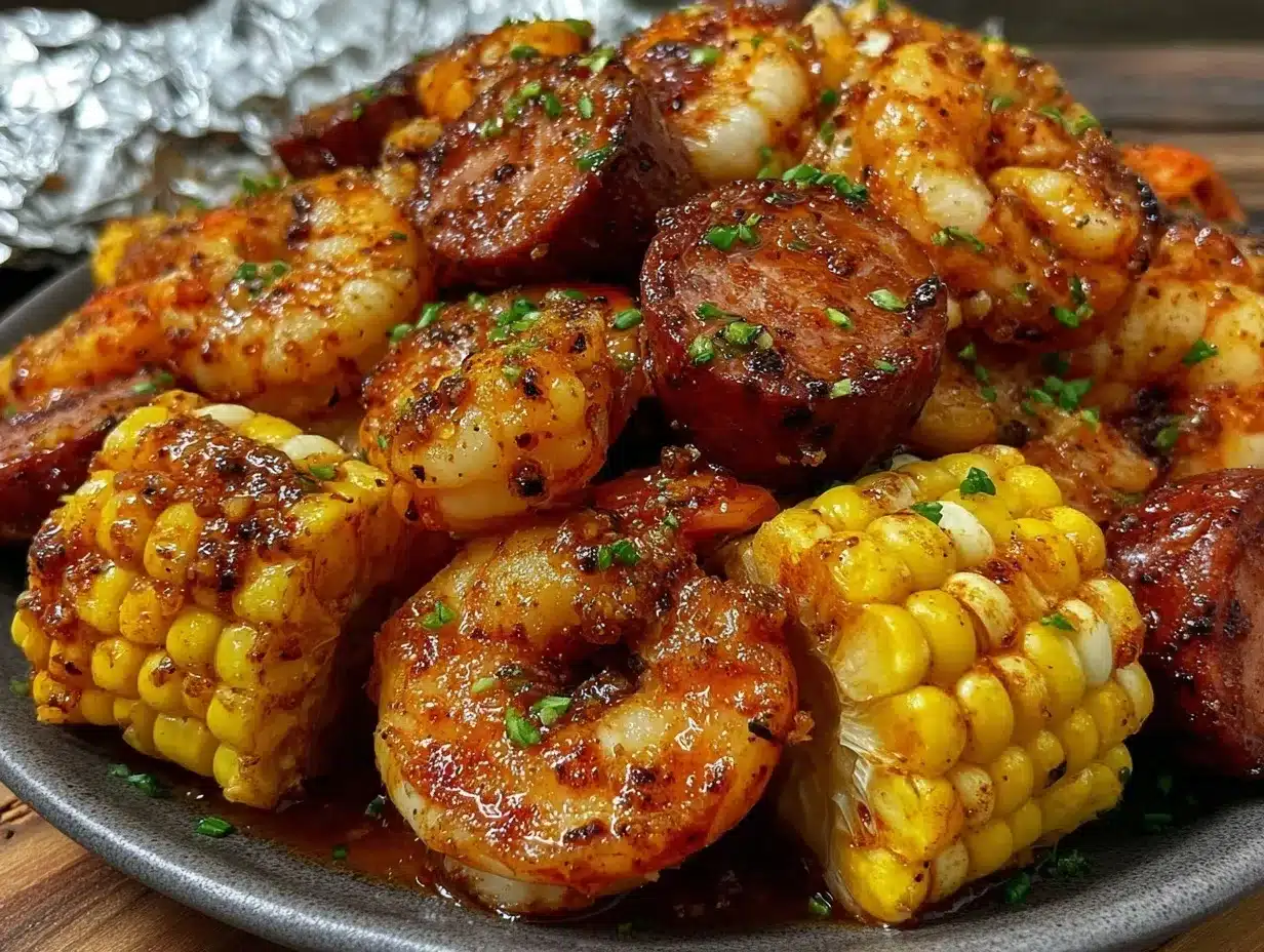 camping foil packet shrimp boil preparation steps