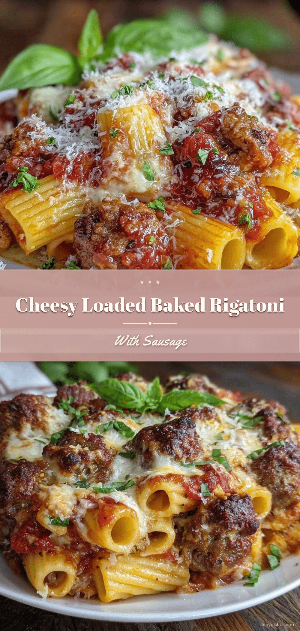cheesy loaded baked rigatoni with italian sausage recipe
