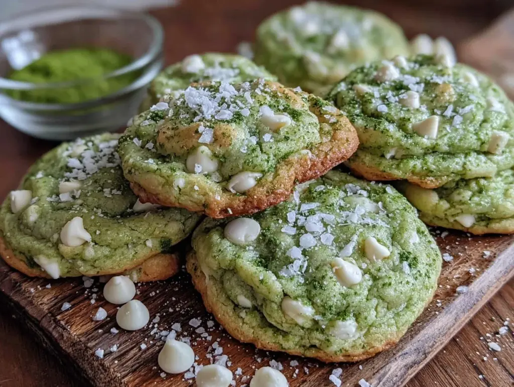 chewy matcha white chocolate chip cookies - featured image