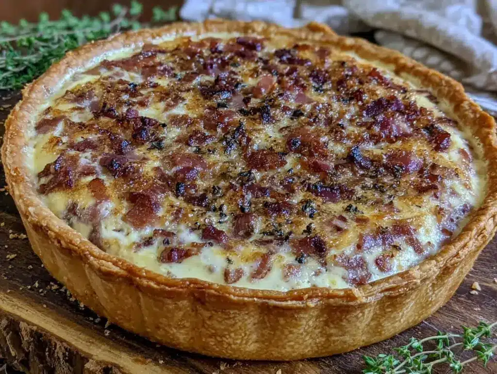 classic creamy french quiche lorraine recipe - featured image