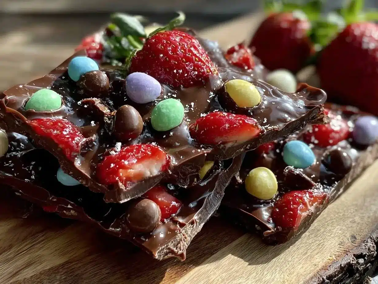 creamy chocolate covered strawberry bark preparation steps