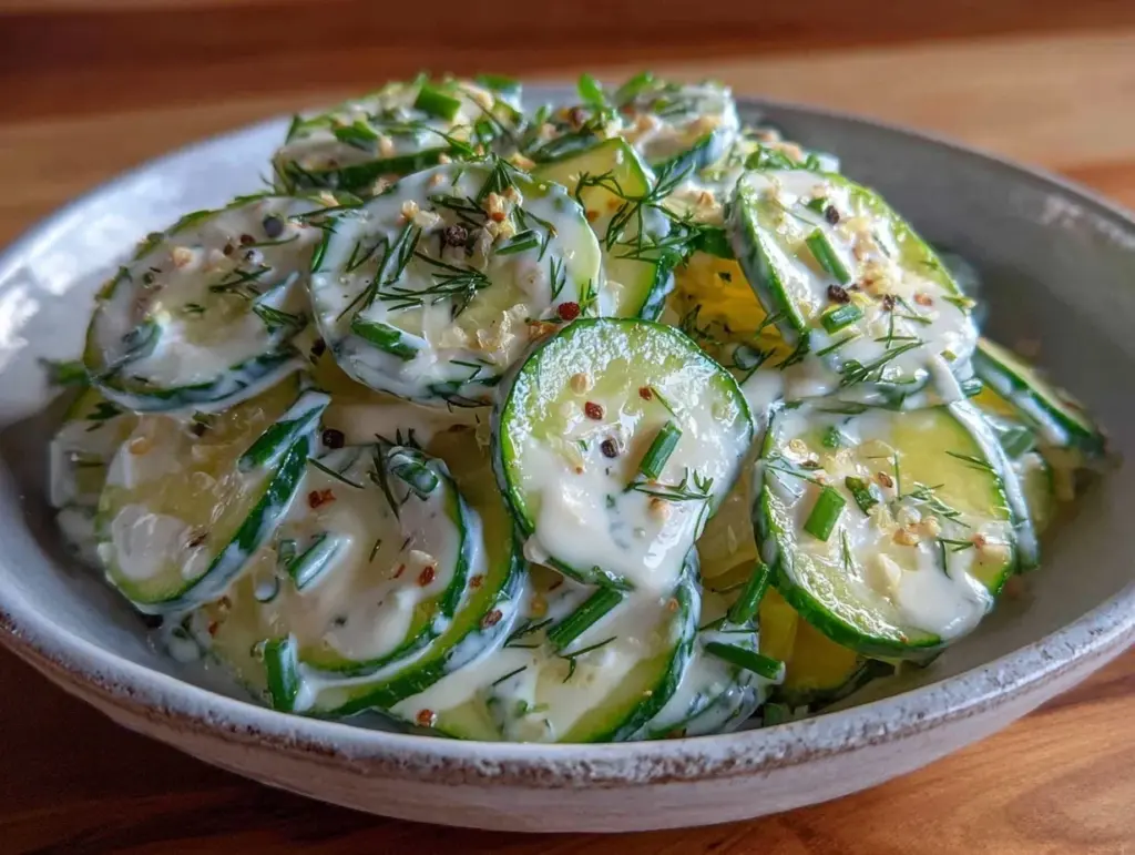 creamy cucumber dill salad - featured image