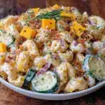 creamy dill pickle pasta salad with cheddar - featured image