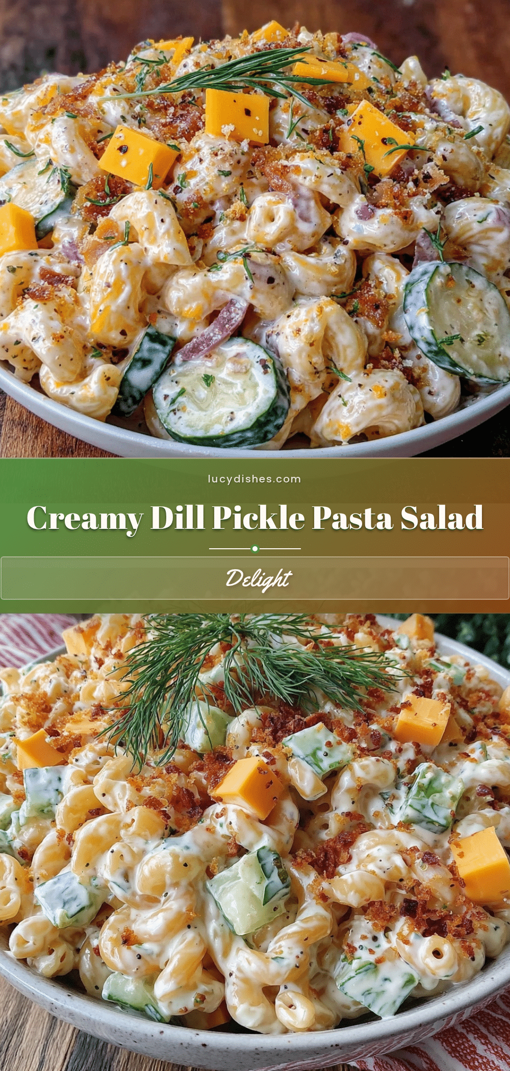 creamy dill pickle pasta salad with cheddar recipe
