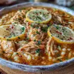 creamy greek lemon chicken soup with orzo - featured image