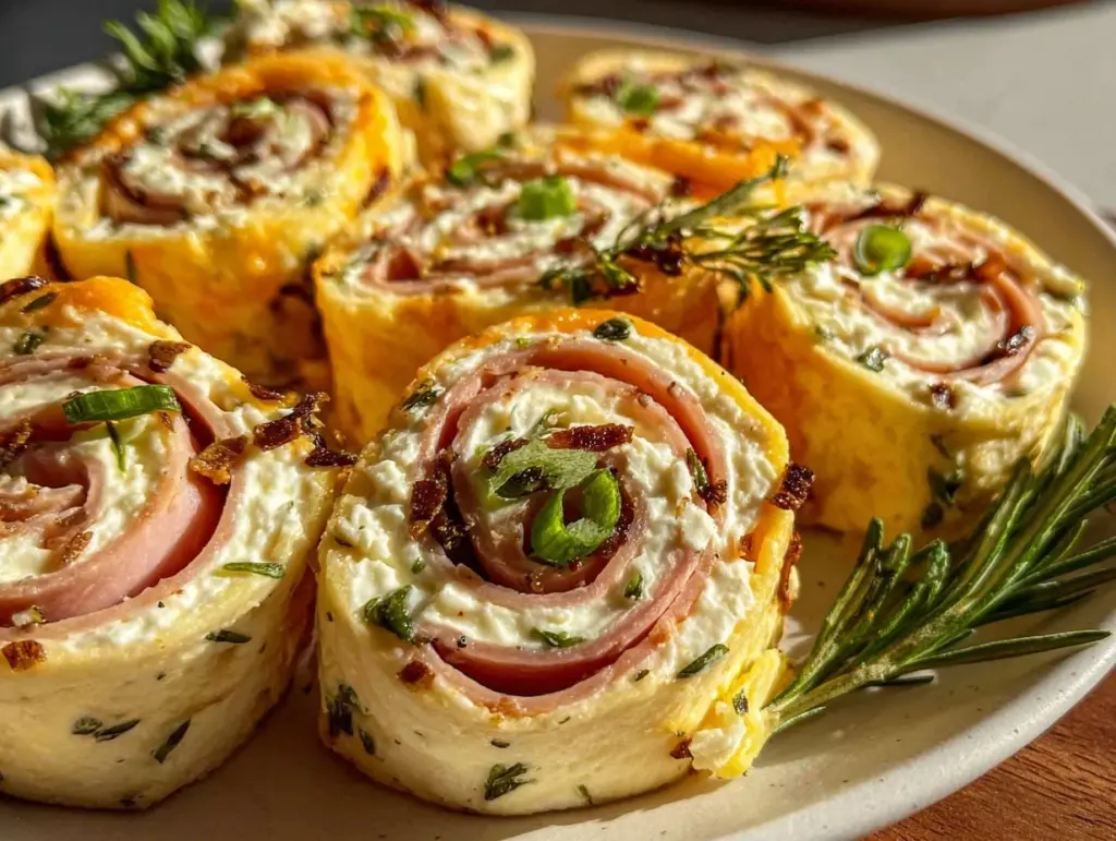 creamy ham and dill pickle pinwheel roll ups - featured image