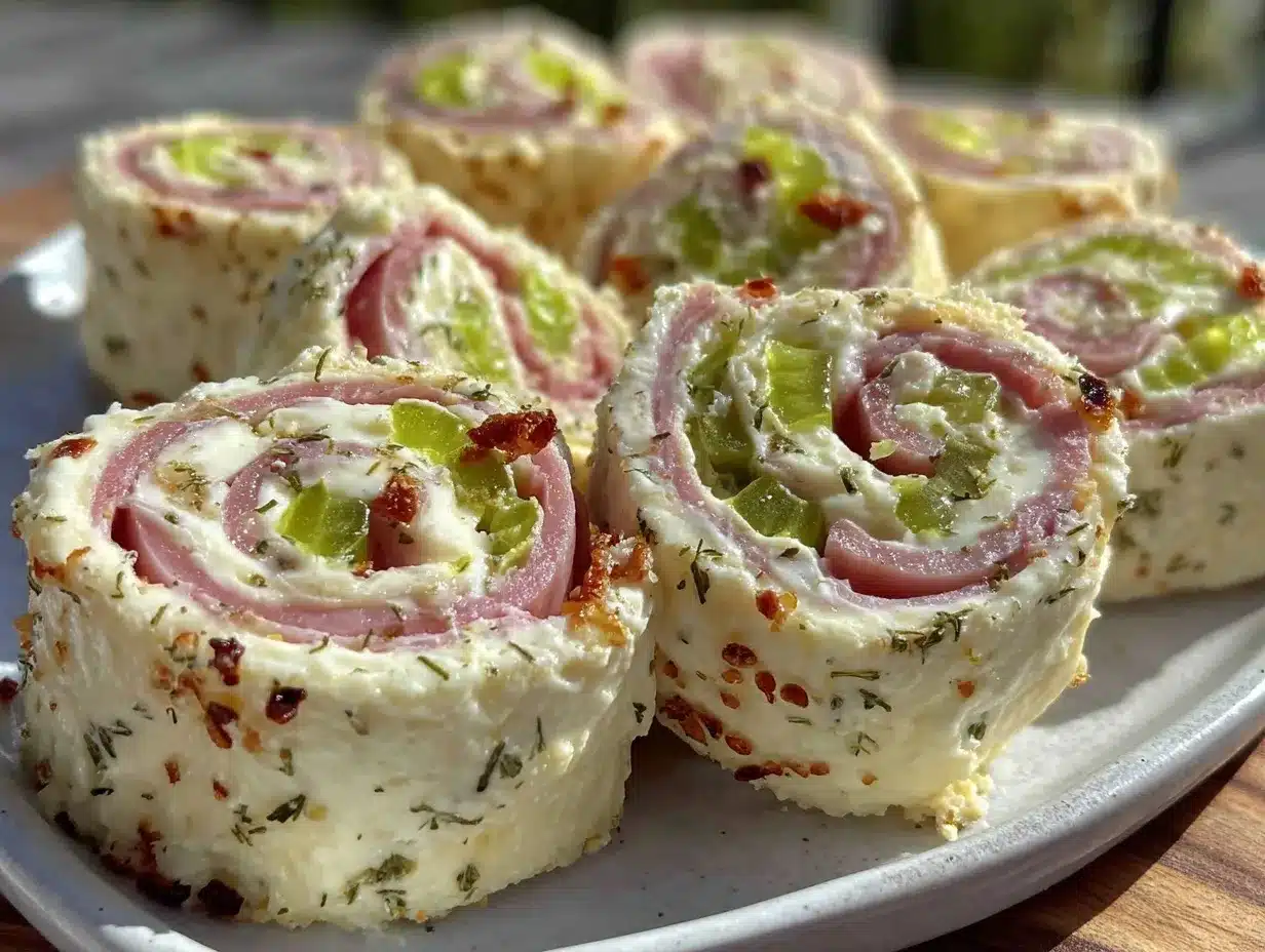 creamy ham and dill pickle pinwheel roll ups preparation steps