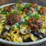 creamy hamburger and noodle casserole - featured image
