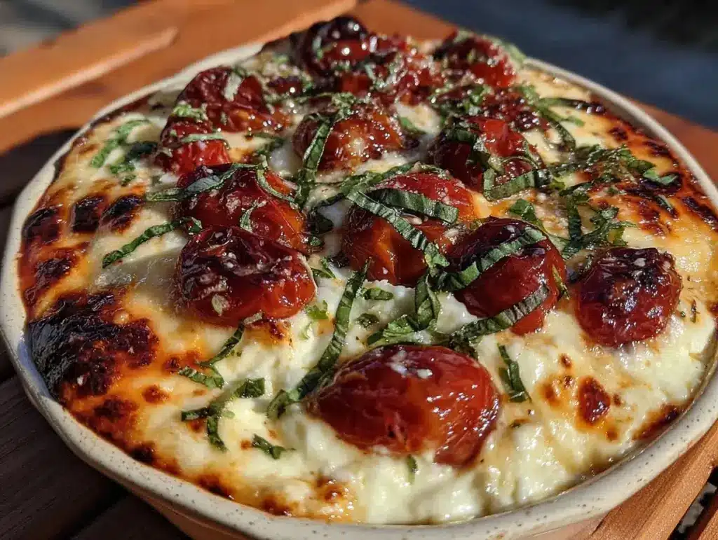 creamy italian baked caprese dip - featured image