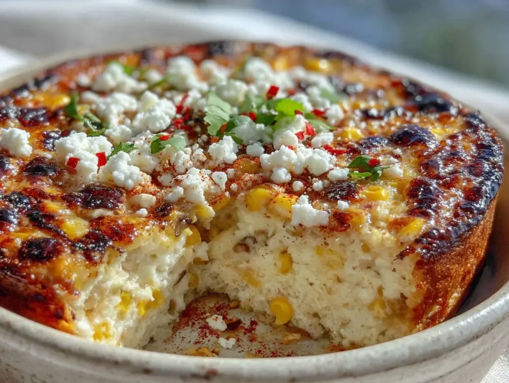 creamy mexican elote street corn casserole - featured image