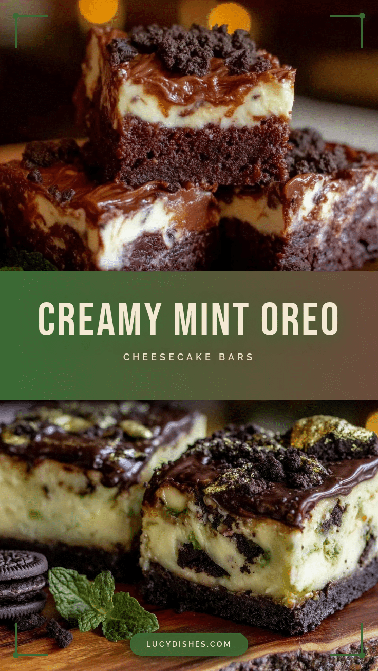 Creamy Mint Oreo Cheesecake Bars recipe