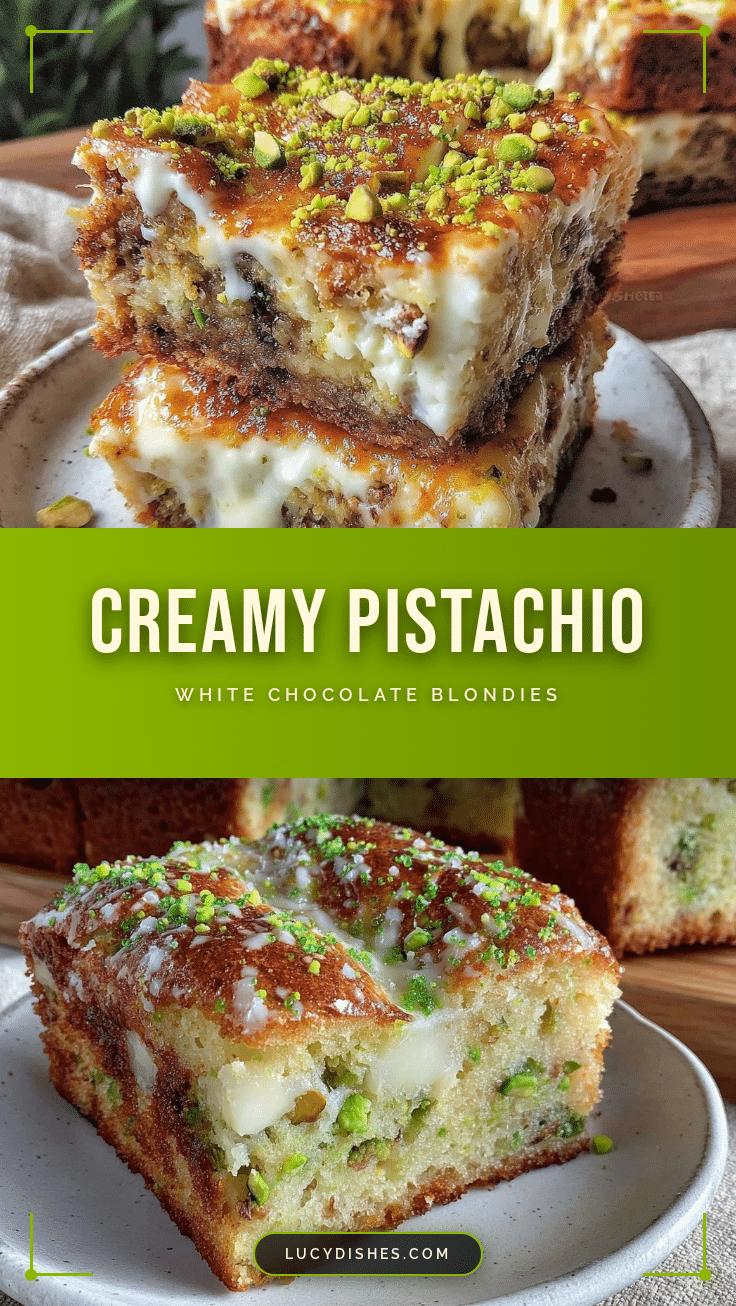creamy pistachio white chocolate blondies recipe