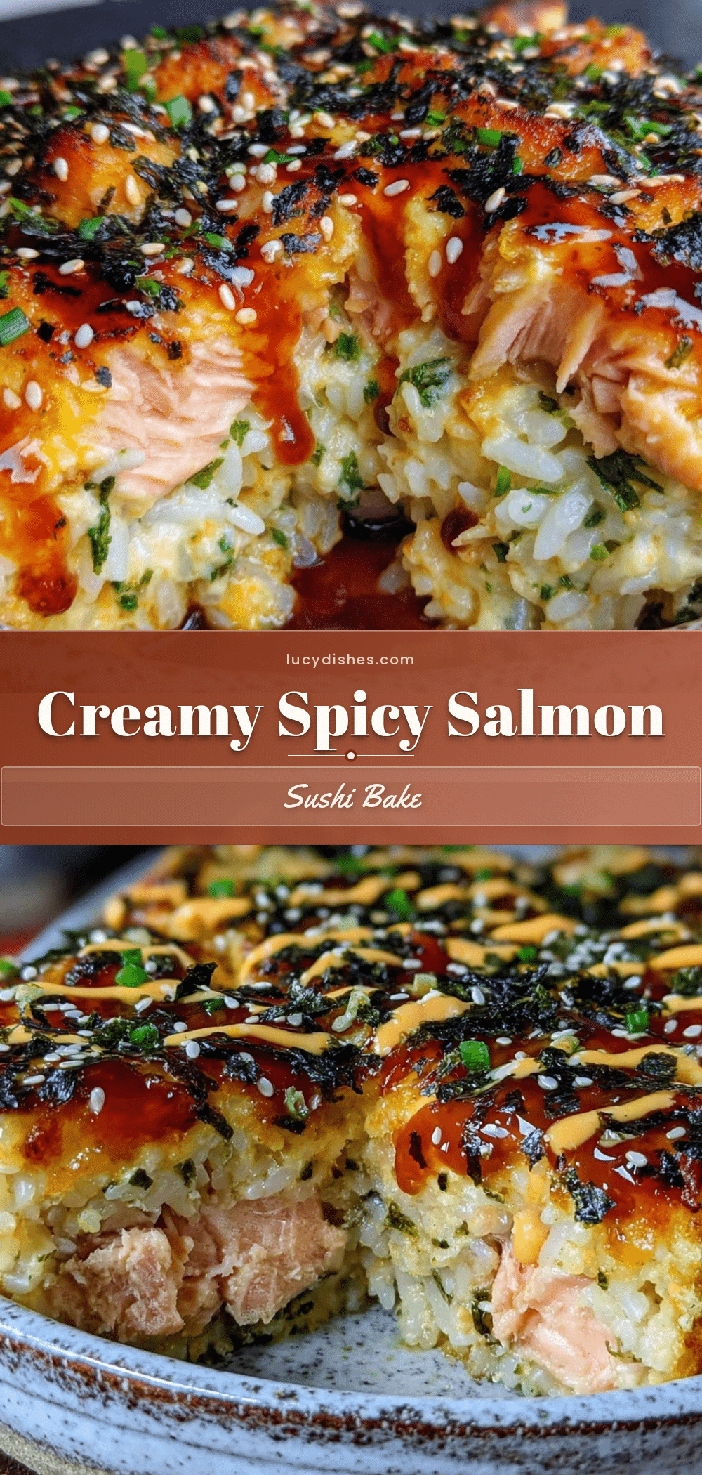 creamy salmon sushi bake recipe