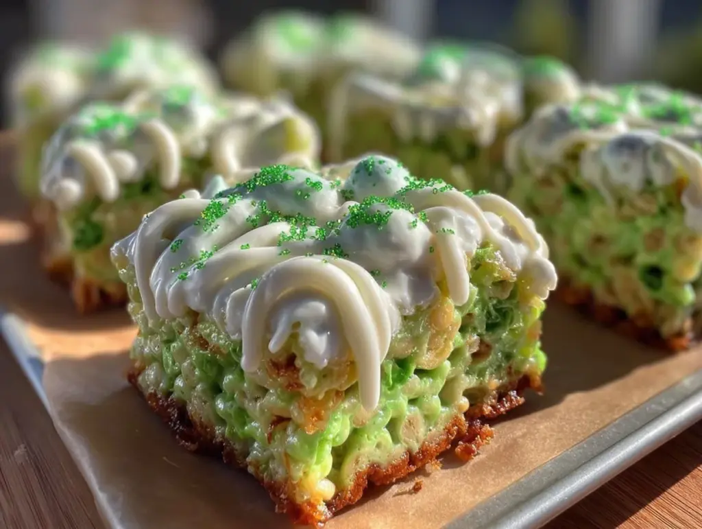 Creamy Shamrock Marshmallow Crispy Rice Treats - featured image