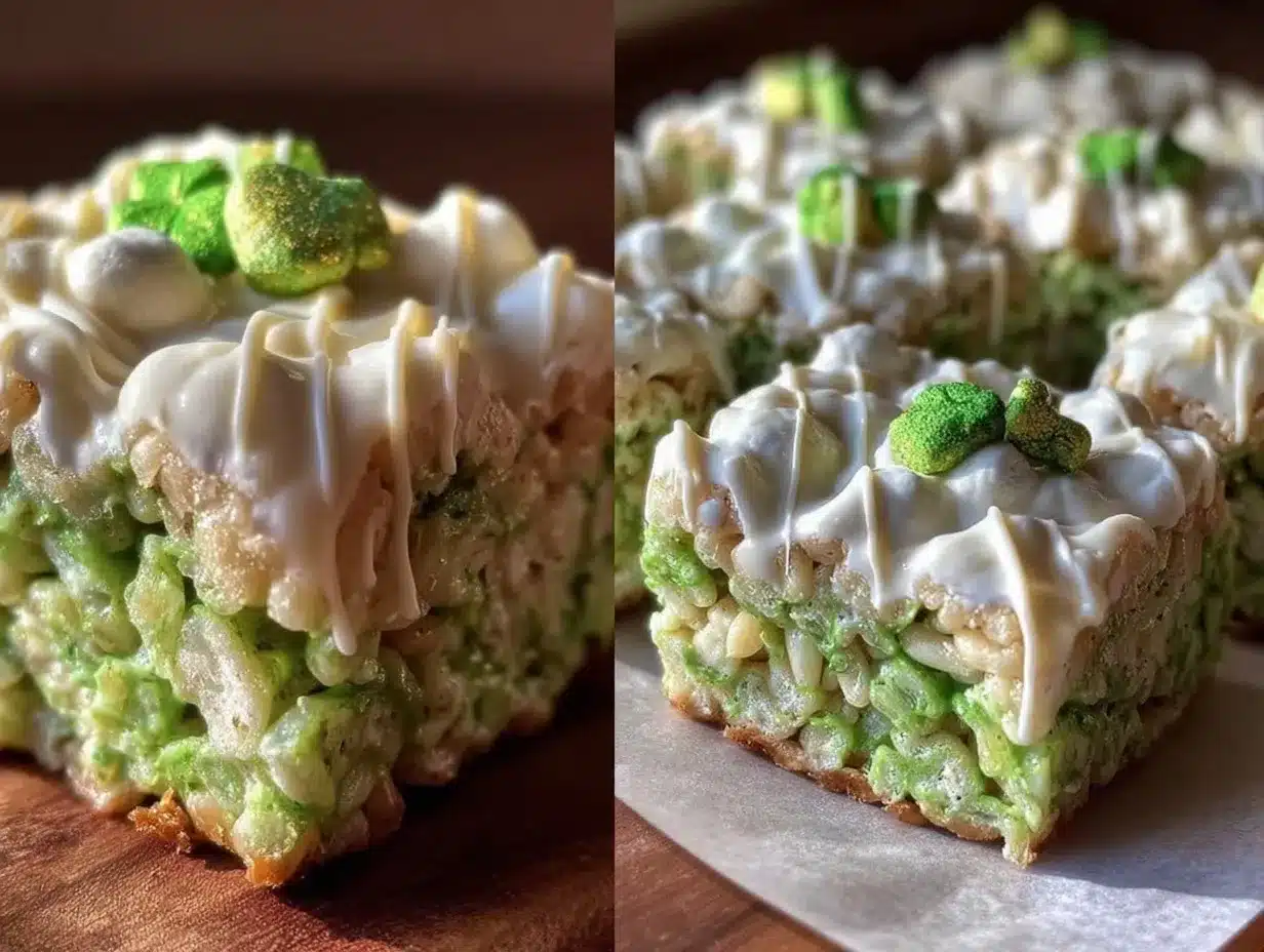 Creamy Shamrock Marshmallow Crispy Rice Treats preparation steps