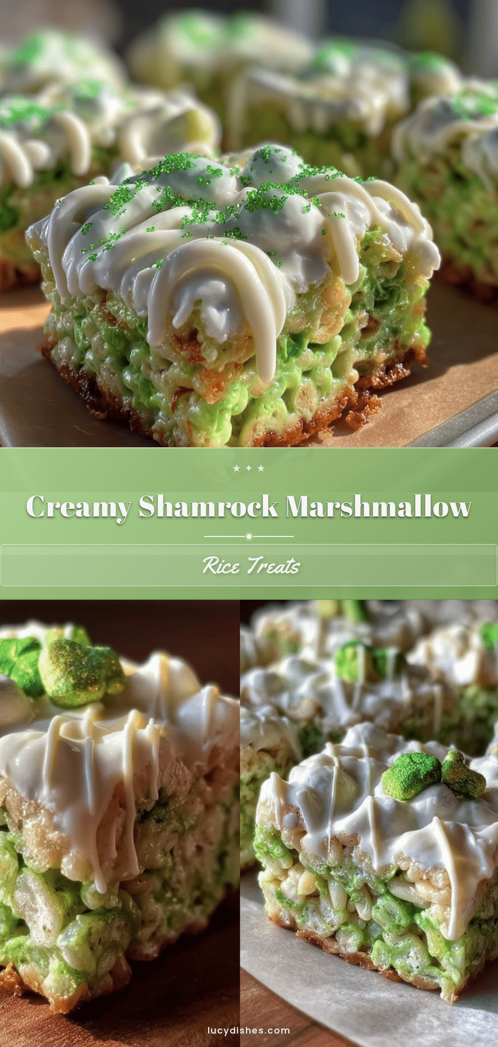 Creamy Shamrock Marshmallow Crispy Rice Treats recipe