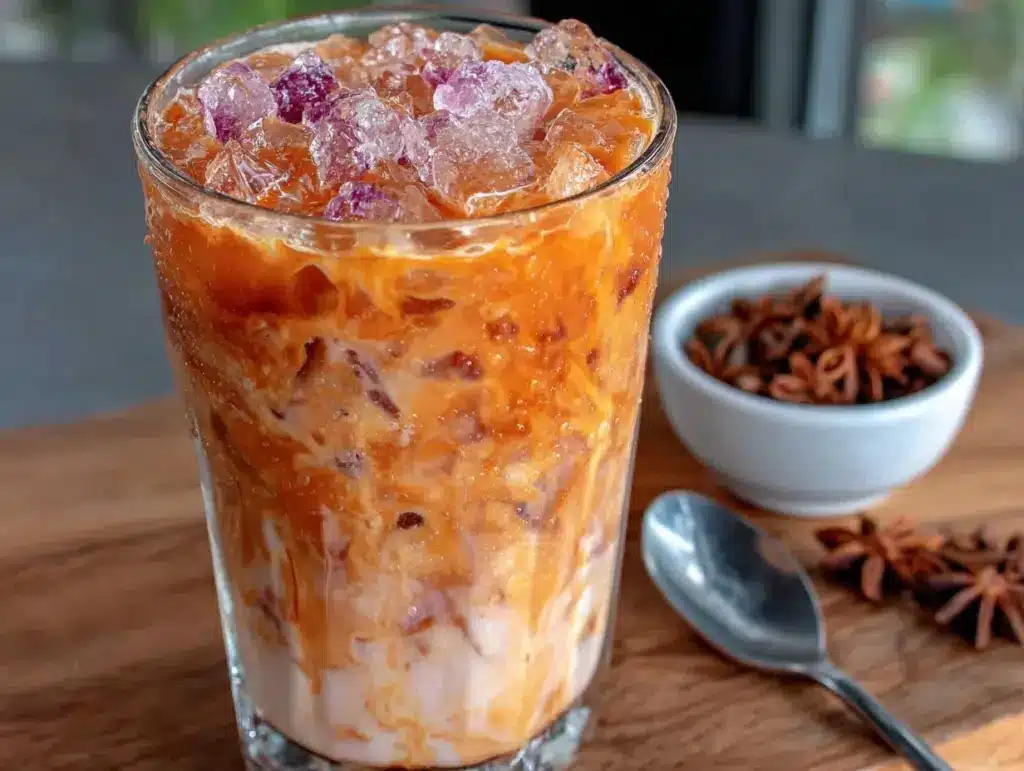 creamy thai iced tea with condensed milk - featured image
