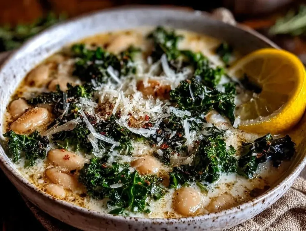 creamy white bean and kale soup - featured image