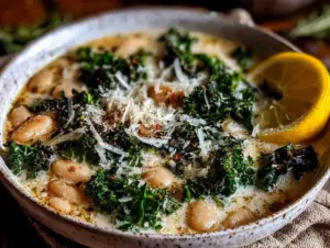 creamy white bean and kale soup - featured image