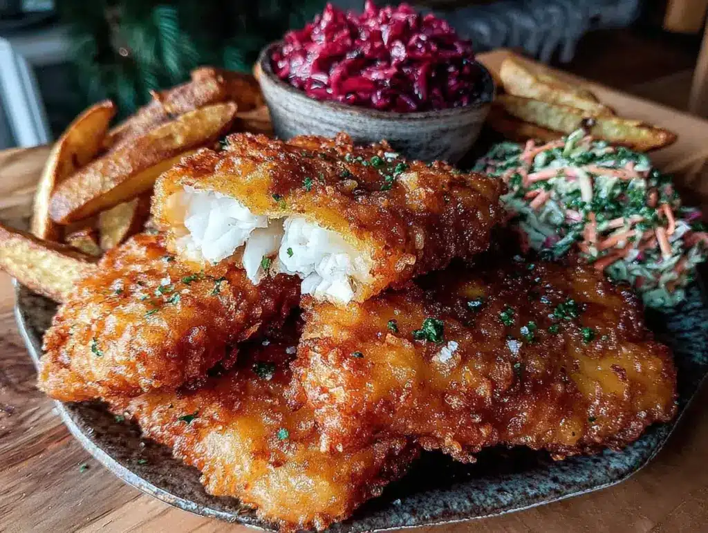 crispy beer battered fish and chips - featured image