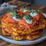 crispy boxty with smoked salmon and crème fraîche - featured image