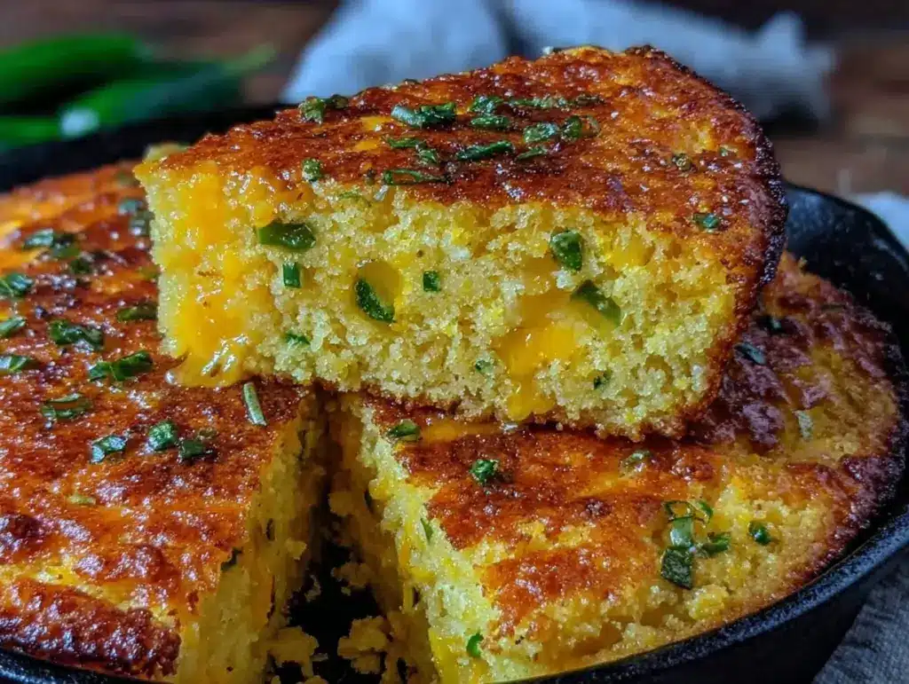 crispy grilled jalapeño cheddar cornbread - featured image