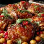 crispy harissa chicken thighs - featured image