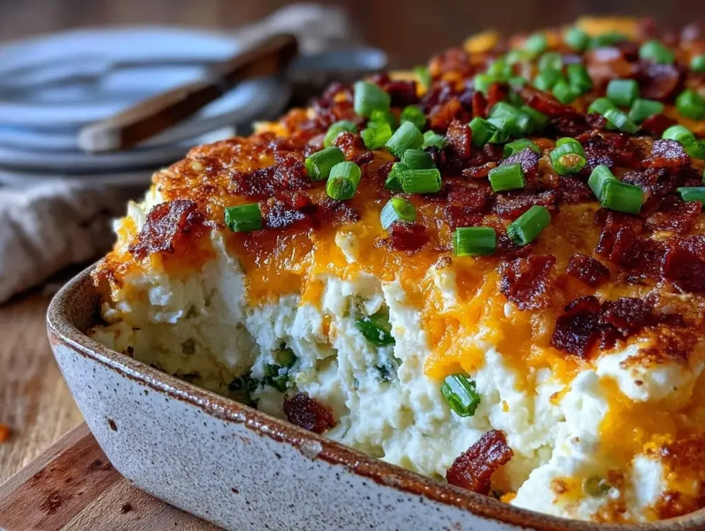 crispy loaded mashed potato casserole - featured image