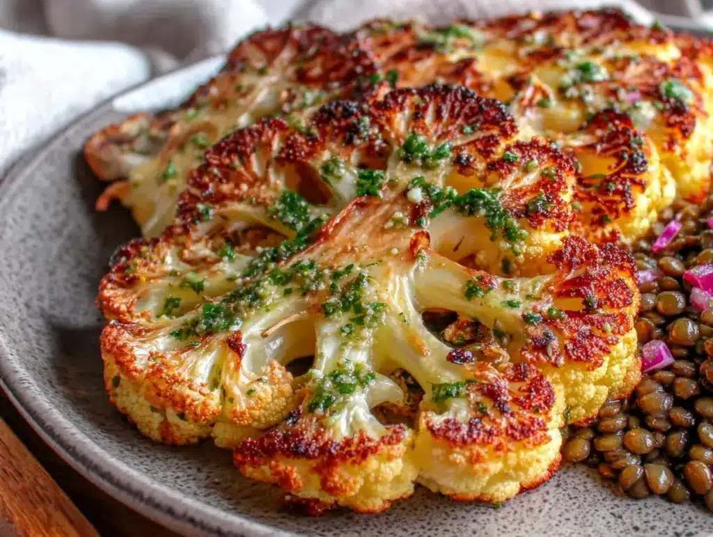 crispy roasted cauliflower steaks - featured image