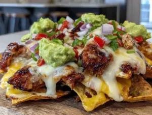 crispy sheet pan chicken fajita nachos - featured image