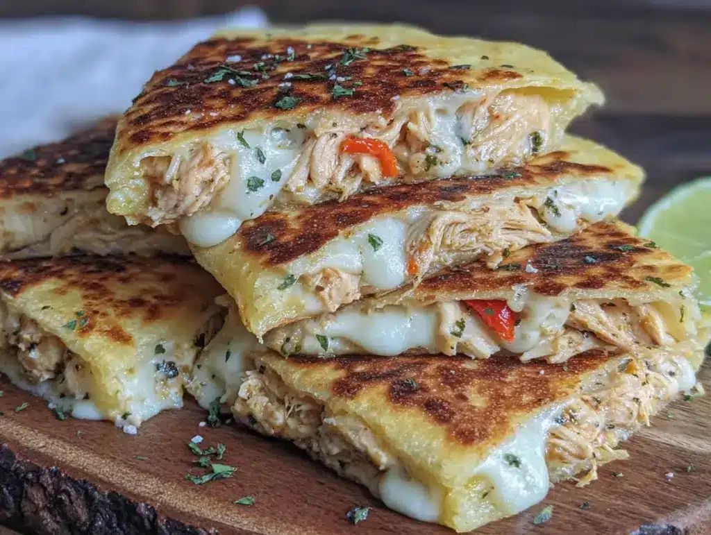 crispy sheet pan quesadillas with chicken - featured image
