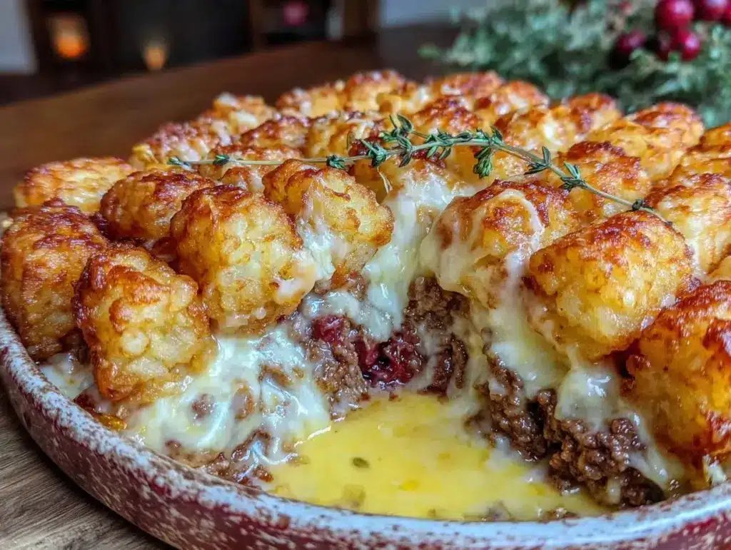 crispy tater tot casserole - featured image