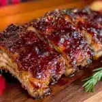 crockpot peach bbq ribs - featured image