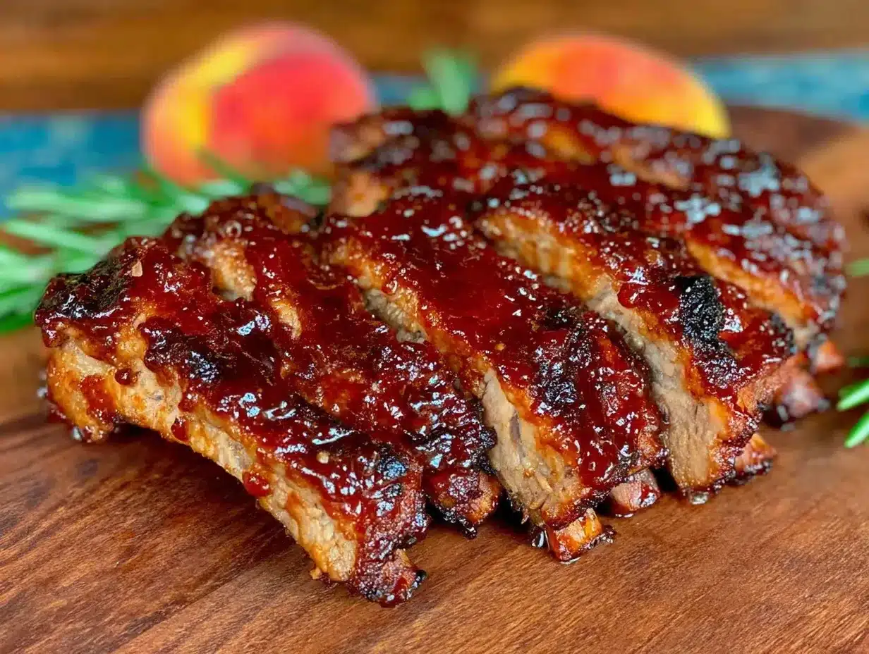 crockpot peach bbq ribs preparation steps