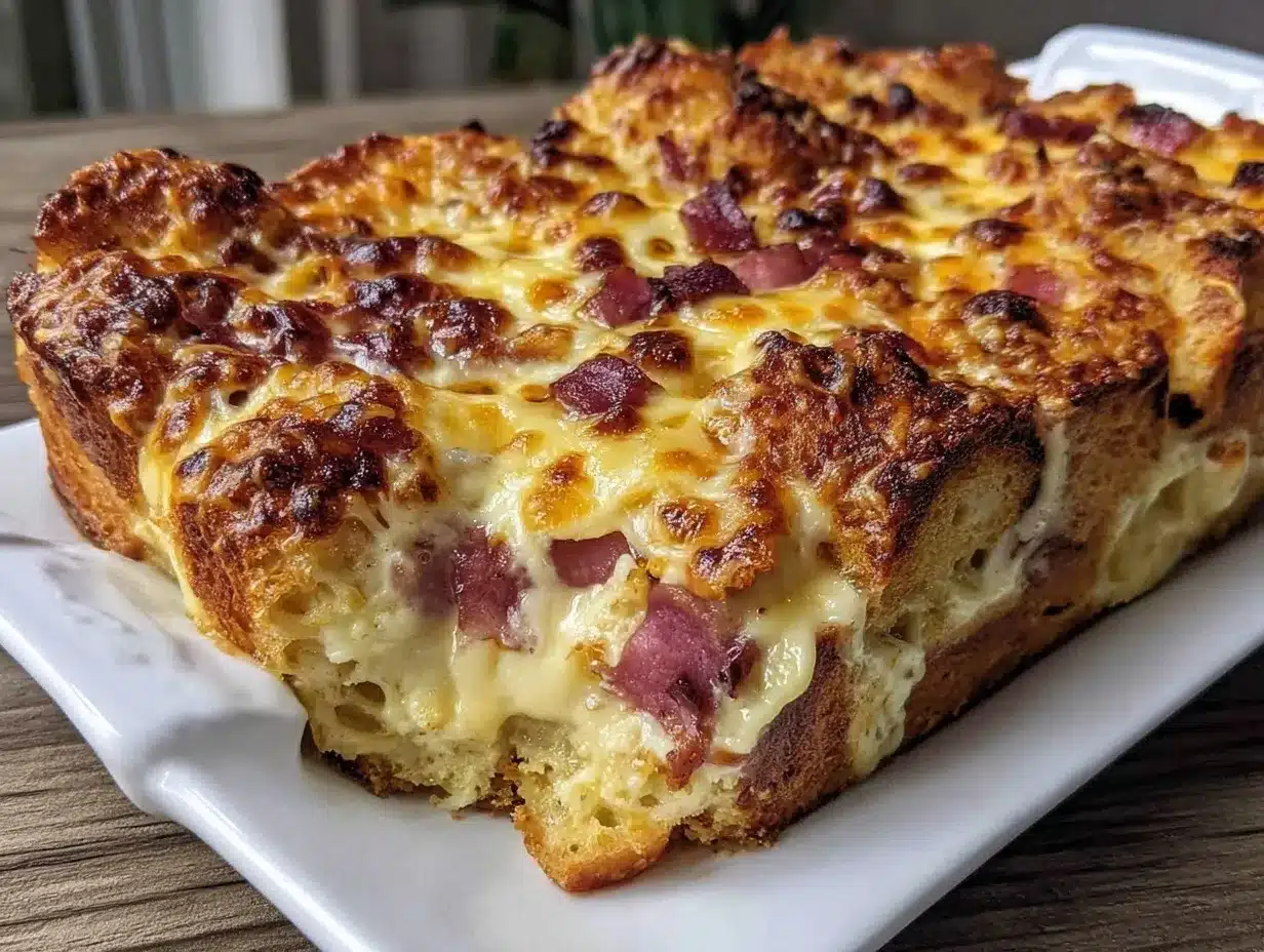 Easy Cheesy Croque Madame Casserole preparation steps