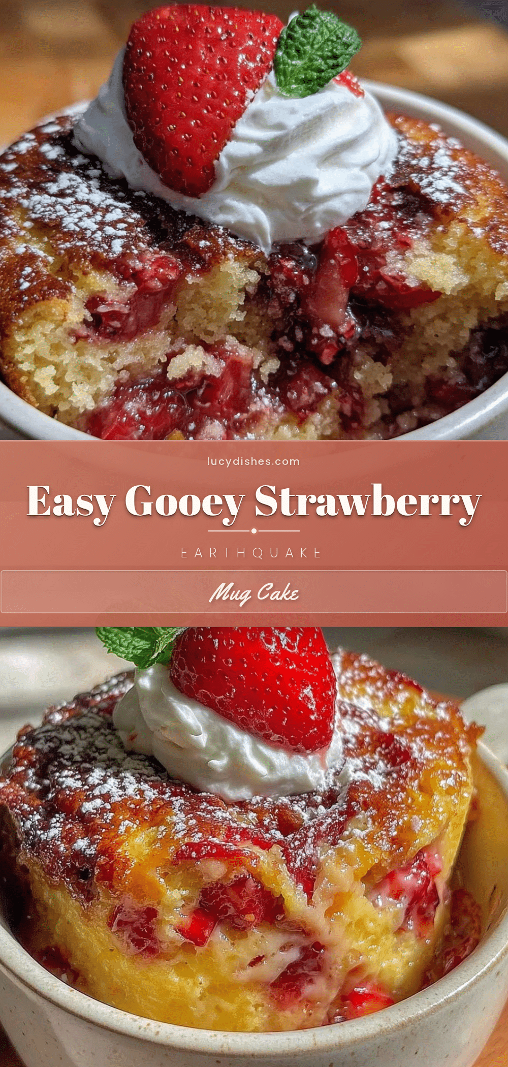 easy gooey strawberry earthquake mug cake recipe