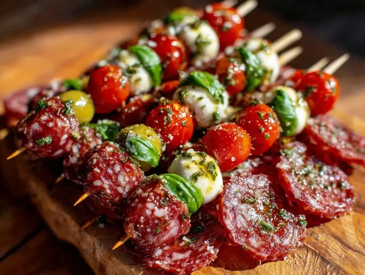 easy italian antipasto skewers preparation steps