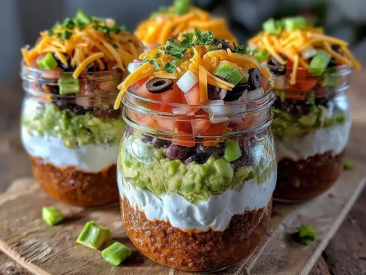 easy mexican seven-layer dip jars preparation steps