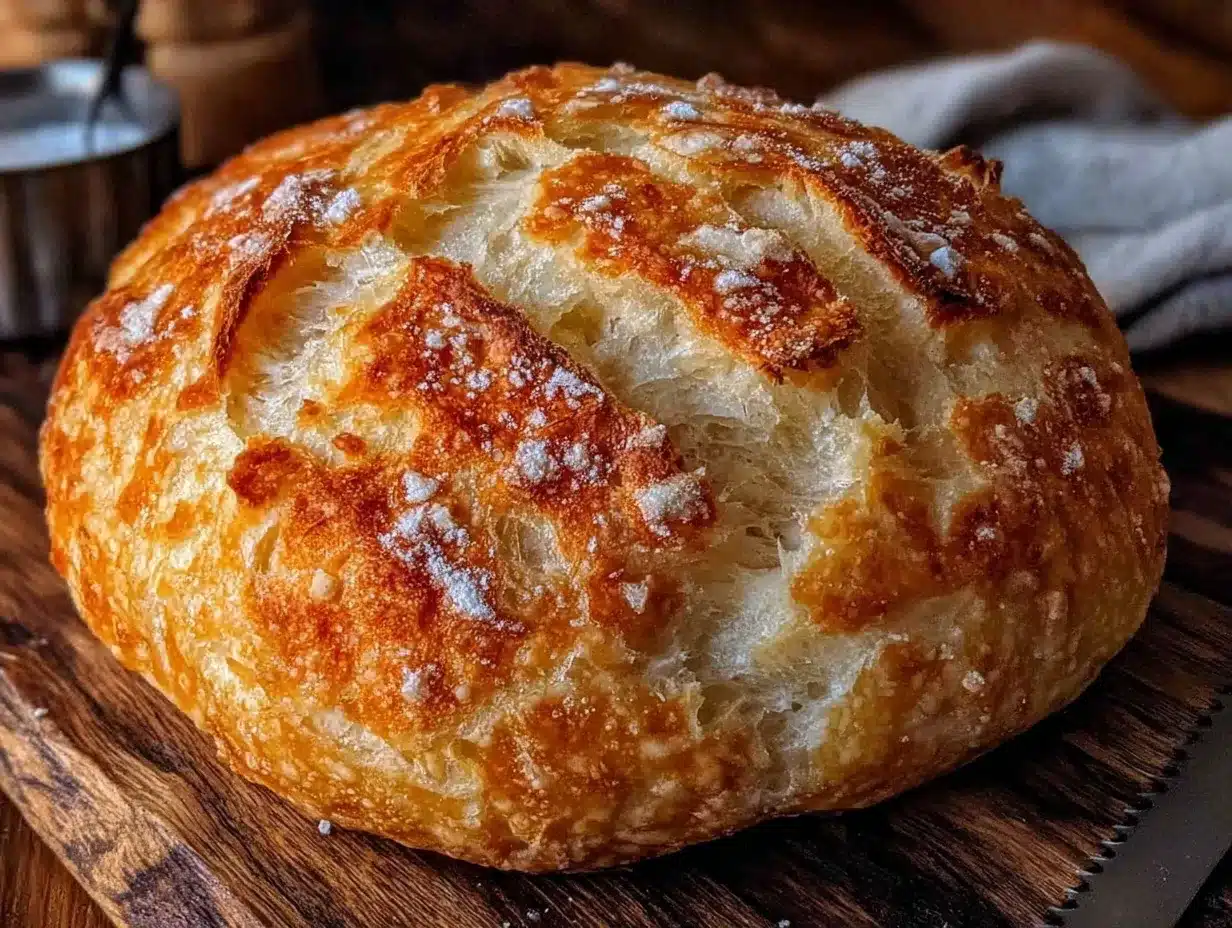 easy no-knead sourdough bread preparation steps