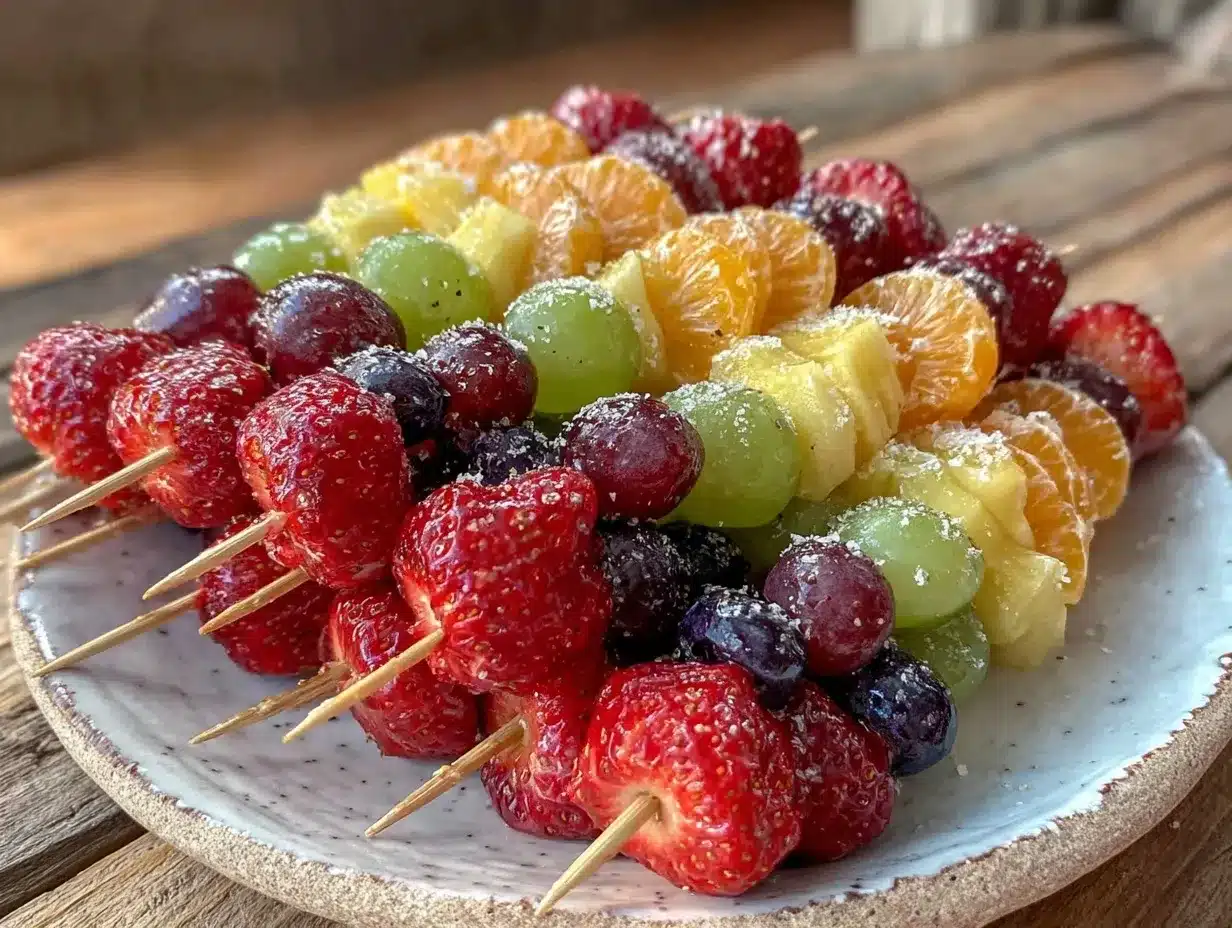 easy picky eater rainbow fruit skewers preparation steps