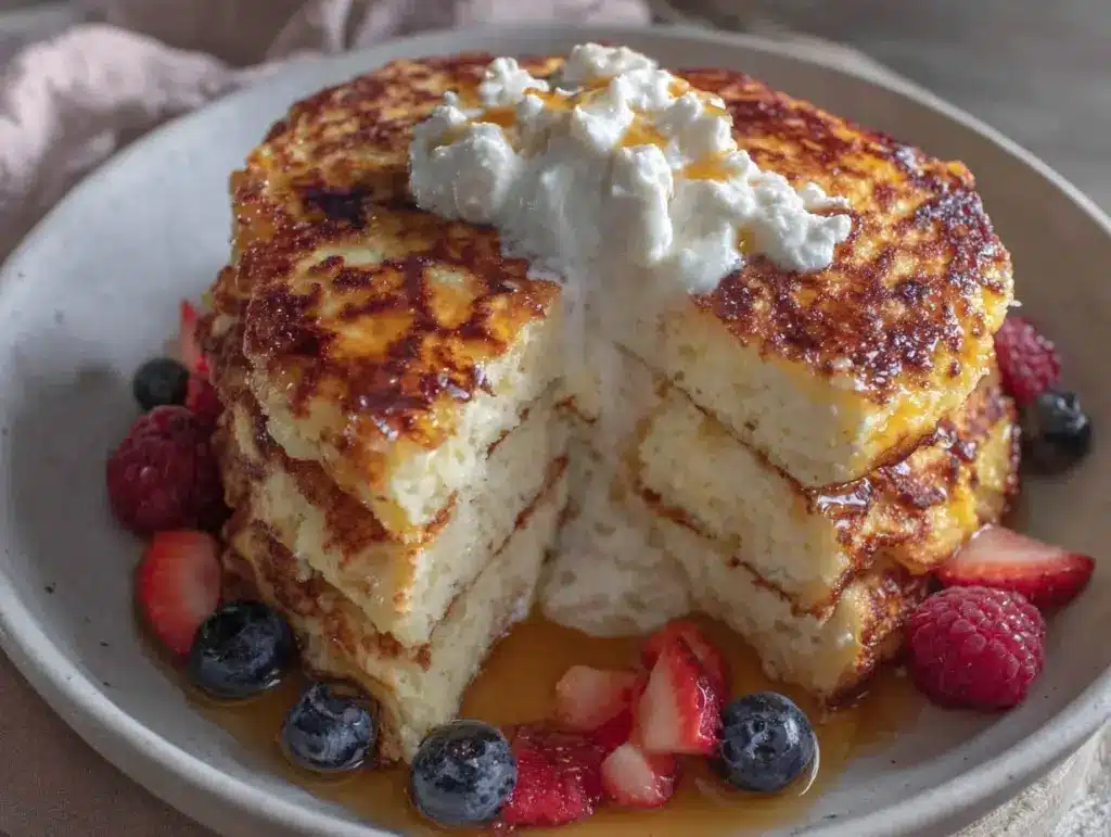 fluffy greek yogurt protein pancakes - featured image