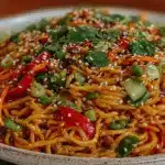 fresh asian sesame noodle salad - featured image