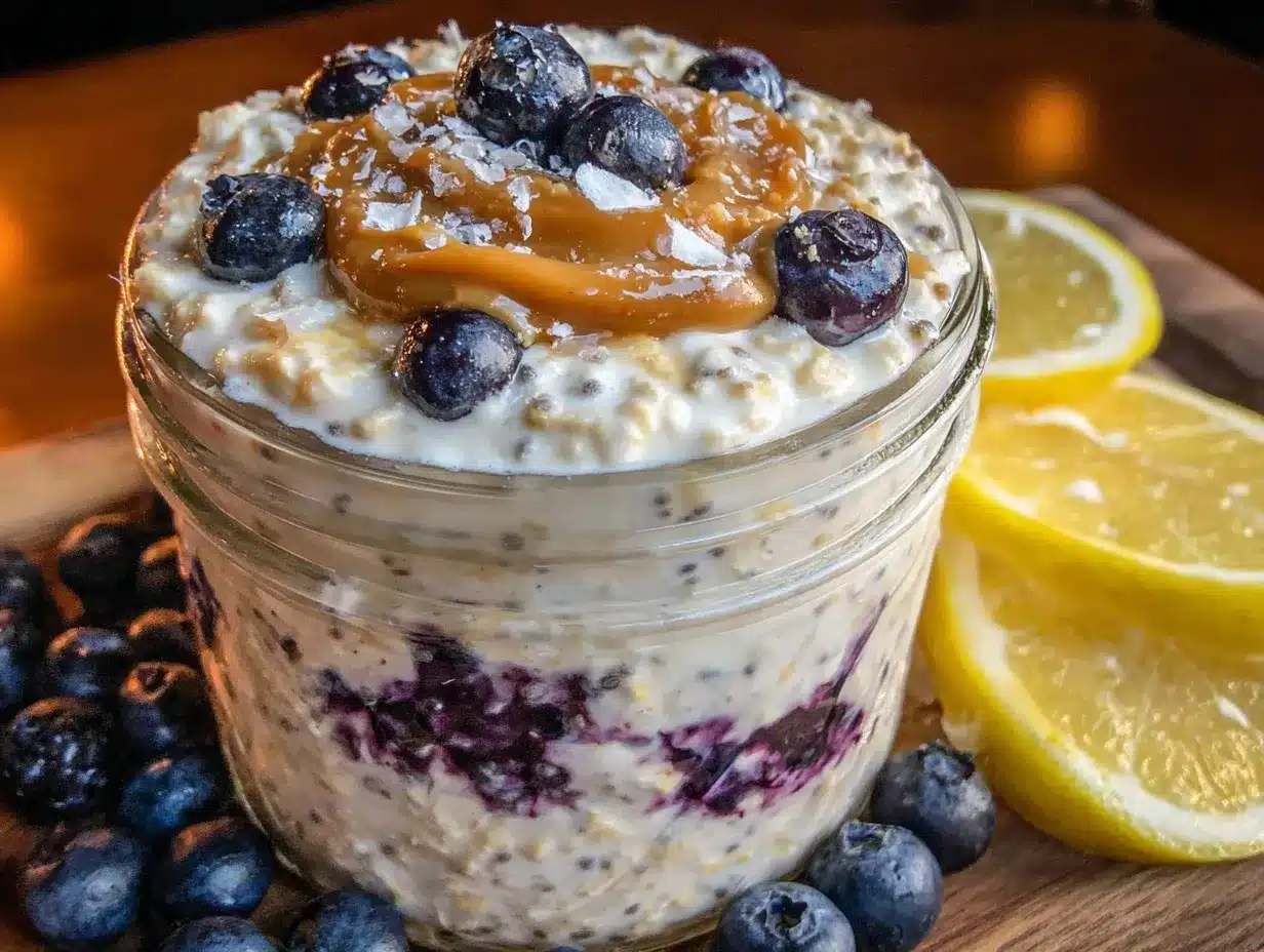 fresh blueberry lemon overnight oats preparation steps